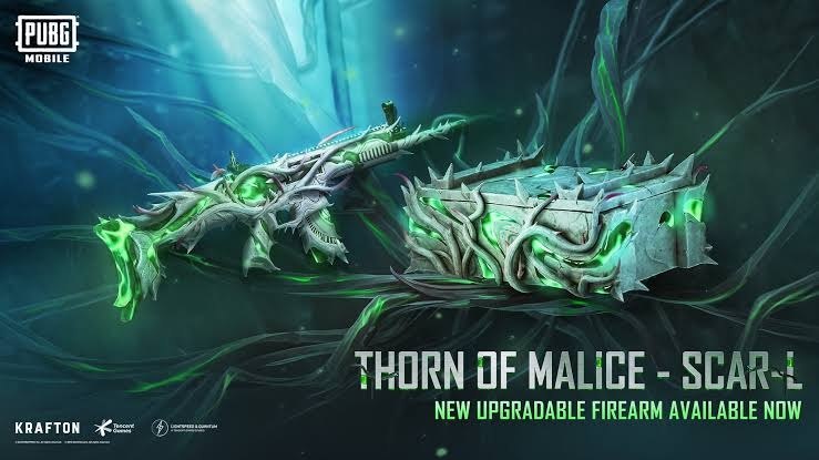 Thorn of Malice SCAR-L weapon skin expected in PUBG MOBILE and BGMI Cyber Week 2026